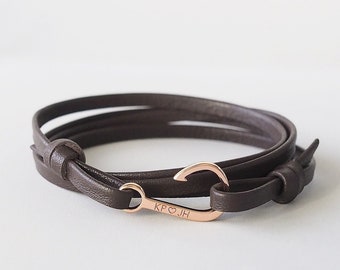 Custom Engraved Hooked Bracelet / Personalized Couple Fish Hook