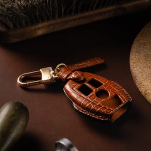 1997-2018 Mercedes Benz Key Cover by KSL MADE, Leather Key Fob Holder fit for C-Class, E-Class, S-Class, Glc, Gla, ... Birthday Gift