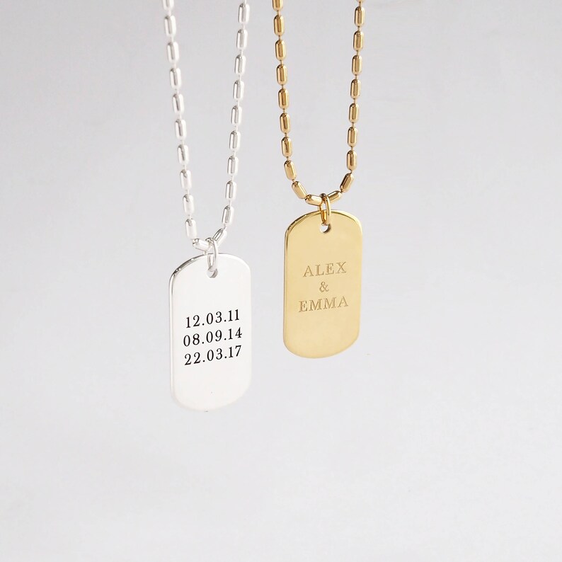 Personalized Dog Tag Necklace Custom Necklace for Men Kid Etsy