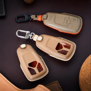 Leather Audi Key Holder by KSL MADE, Engraved Leather Keychain, Car Accessories, Gift for Dad