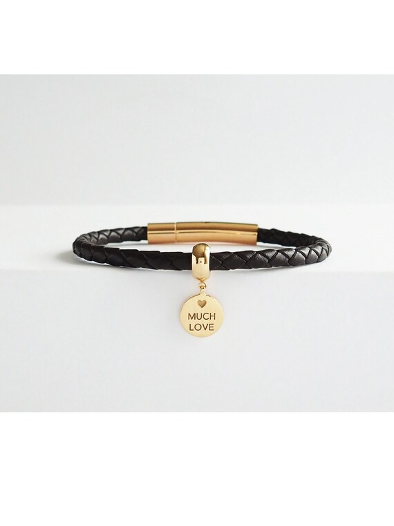 Braided Leather Bracelet / Personalized Bracelet / Etsy