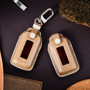 Personalized Leather Key Fob by KSL MADE, Custom Mitsubishi Keychain, Giftable Accessories for Car Lover