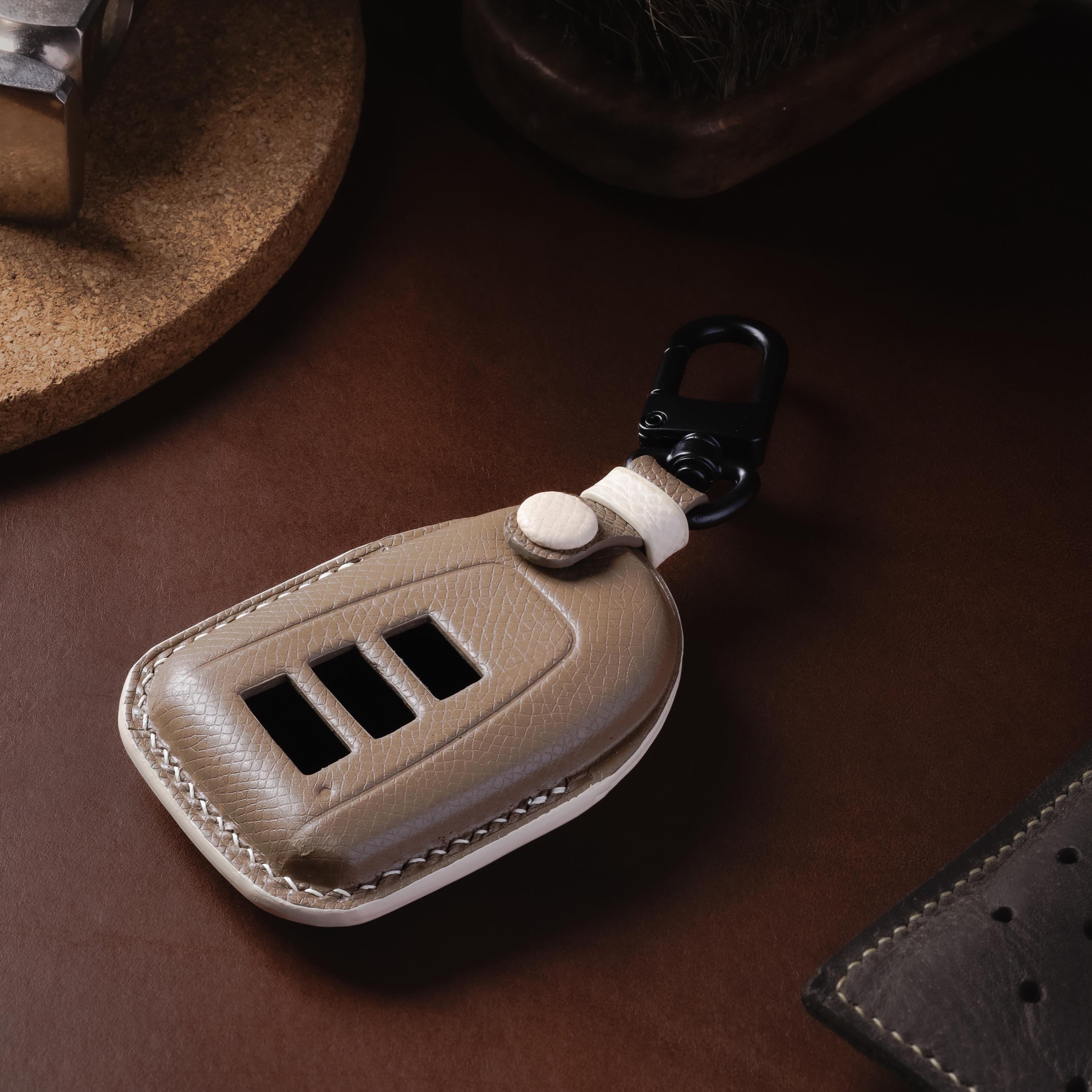 Black Leather Key Chain Cover For Toyota Scion Camry Corolla 4Runner – 3-Button Remote