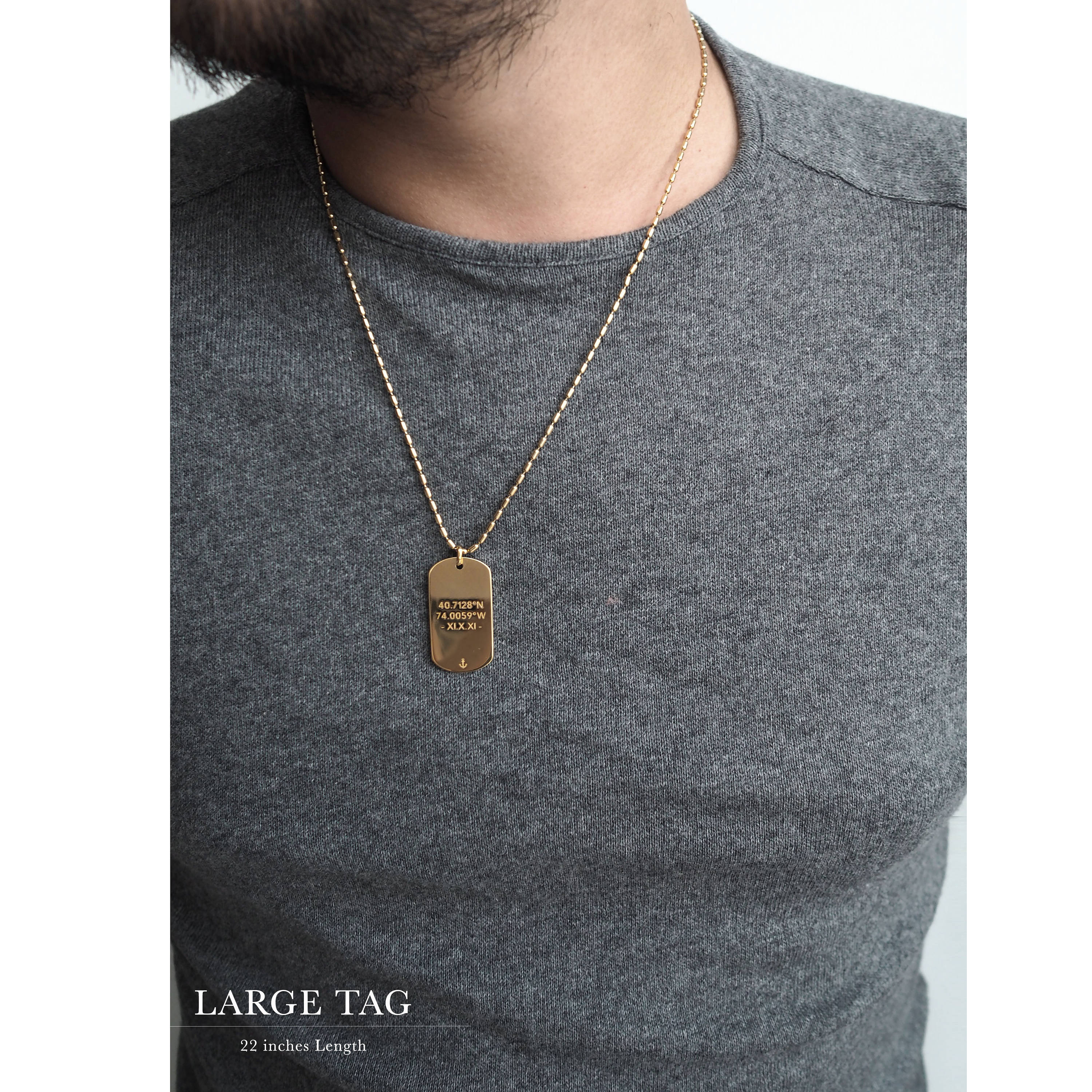 Man's Dogtag Necklace with Chinese Symbol Engraved for Dad