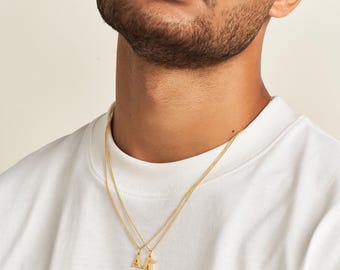 Boyfriend Gift Necklace, Personalized Initial Pendant for Men, Custom Letter Necklace, Husband Gift, Gold Jewelry