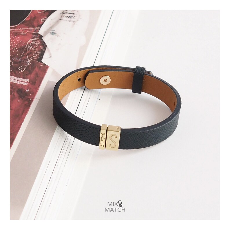 Personalized Men Leather Bracelet / Roman Numeral Leather Etsy