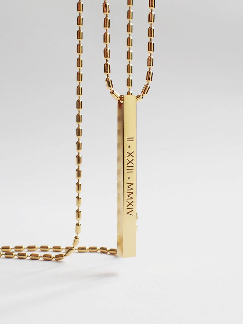 Personalized Bar necklace for Him Custom necklace for Men