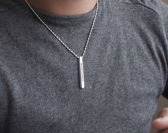 Personalized Bar Necklace for Men 