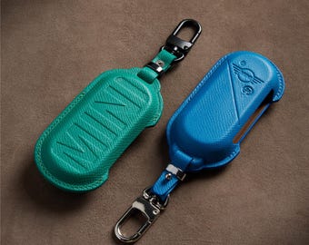 Mini Cooper Key Fob Cover, Handmade Epsom Leather Case for Mini F56 F55 F54 F60 R56, Custom Key Protector