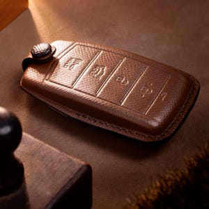 Key Cover fit for Genesis G70, G80, G90, GV60, GV70, ... Handmade Leather, Genesis EV Key, Gift for Car Lover, Minimalist Key Case