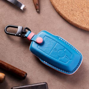 Ford Key Case for F-150 Raptor, Lightning, Tremor, Ranger Wildtrak, Heavy Duty Epsom Leather Fob Cover, Rugged Ford Truck Accessory