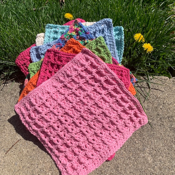 Waffle Stitch Cotton Dish Cloth—Set of 3 in Random Colors