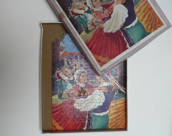 British Vintage Victory Plywood Jig-Saw Puzzle 810/17 Hungarian Ribbon Dance by RS Mann 125 pieces