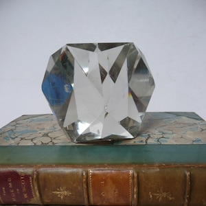 Antique Crystal Paperweight Cube