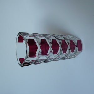 Retro French Cut & Coloured Glass Vase Vintage 1960&#39;S