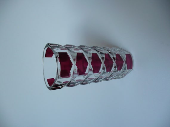Retro French Cut Coloured Glass Vase Vintage 1960 S Etsy