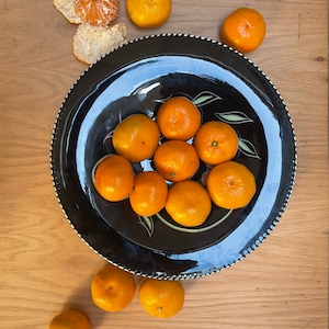Retro Vintage Large French Art Pottery Platter Display Plate by Monacera Monaco Hand Painted and Glazed