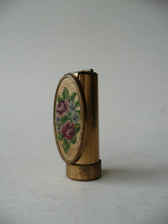 Vintage Lipstick Holder With Mirror Roses Brass Collectible -  UK