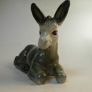 Vintage Retro Kitsch Coopercraft figurine of donkey 1960s Marked 'Regi'