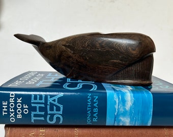 Beautiful Vintage Wood Hand Carved Ironwood Artisan Carving of Sperm Whale