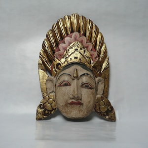 Antique Original Mask from Burma Hand Carved and Hand Painted Burmese Goddess