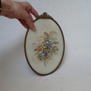 Retro Midcentury Framed Vintage Hand Made Dried Flower Pot Pourri Arrangement By La Nives Signed
