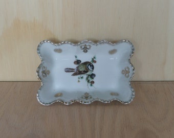 Vintage German decorative pin dish Hertwig with tomtit