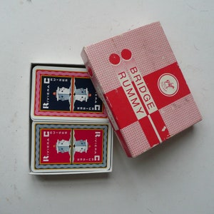 Vintage Ferd Piatnik en Zonen Wenen Oostenrijks gemaakt Double Pack Bridge Rummy Canasta Speelkaarten met Riviera Cruises