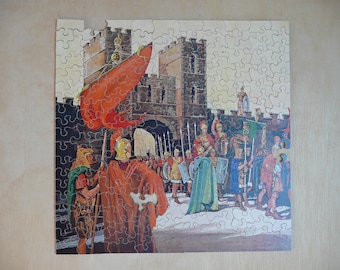 British Chad Valley GWR wooden jigsaw 1920s The Romans at Caerleon 200 pieces in Original Book Box