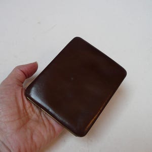 Charmante Vintage Braun Rot Leder Tasche Geld Kartenetui Portemonnaie