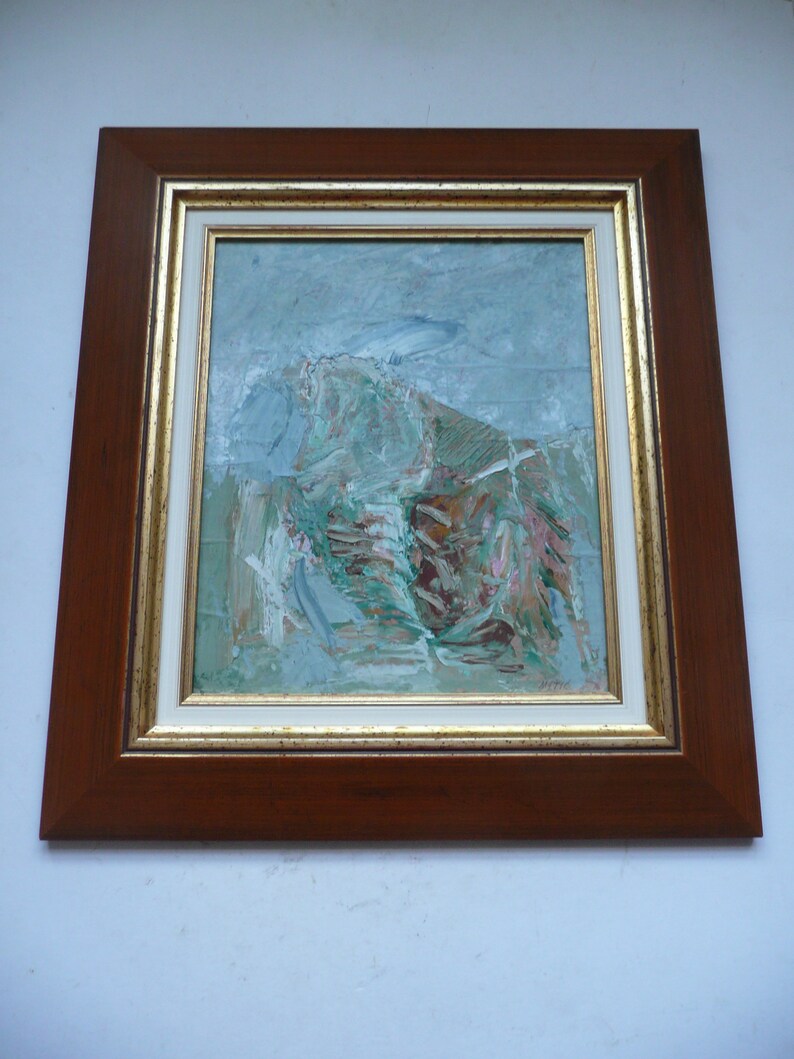 Original 2000s Abstract Painting by Viktor Mitic Oil on Board Framed - Etsy