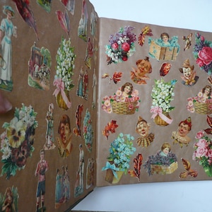 Charmant groot antiek Victoriaans plakboekalbum van Victorian Era Lady