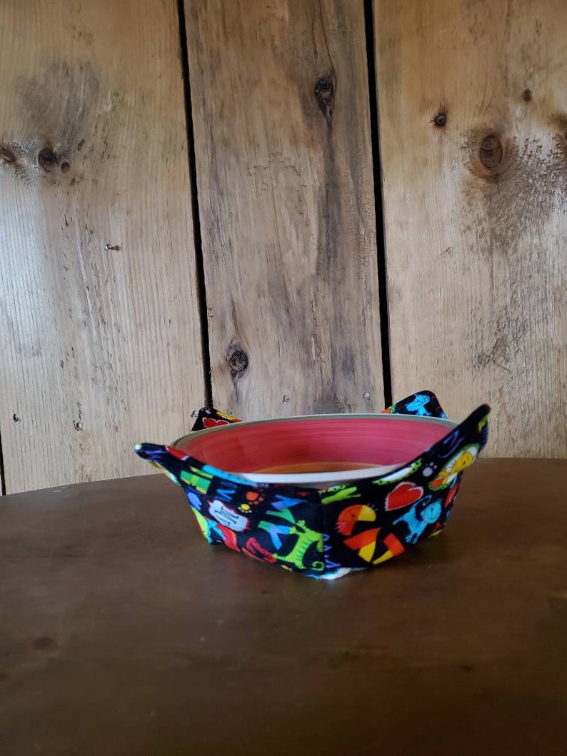 I love my cat microwave bowl cozy vegetable elderly hot pad for bowls gift ice cream cozy trivet reversible bowl holder homemade