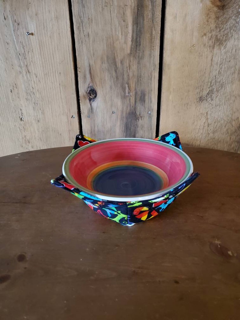 I love my cat microwave bowl cozy vegetable elderly hot pad for bowls gift ice cream cozy trivet reversible bowl holder homemade