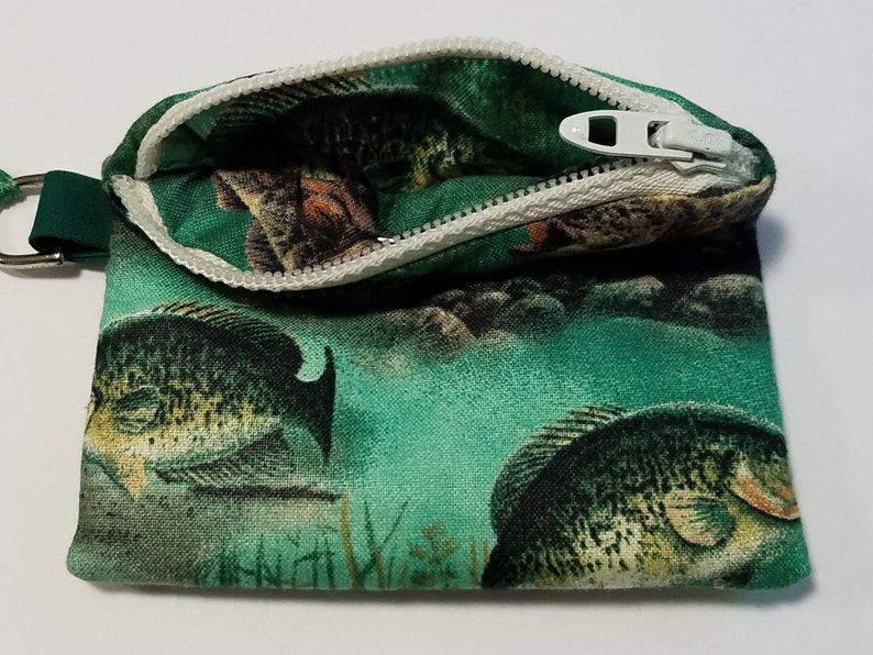 zipper coin purse zipper wallet homemade coin purse billfold money holder lined, fish gift pouch credit card holder Trout