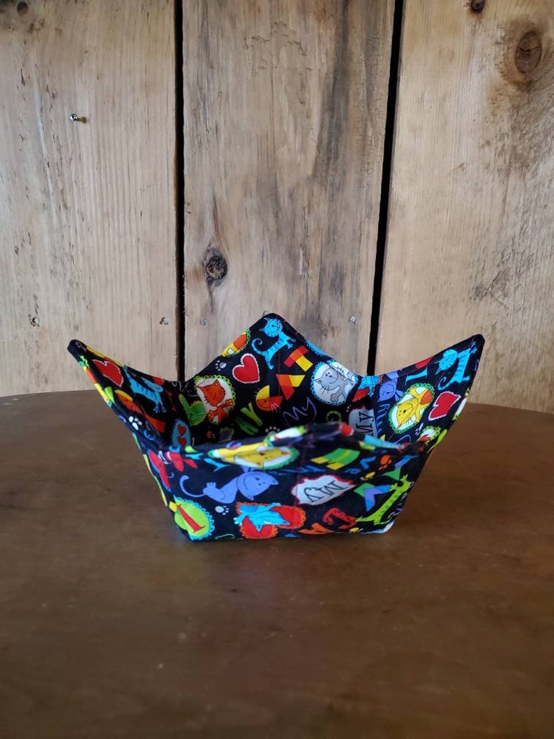 I love my cat microwave bowl cozy vegetable elderly hot pad for bowls gift ice cream cozy trivet reversible bowl holder homemade