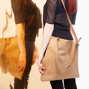 Leder Shopper, Tasche, Tote Bag, Handtasche, Ledertasche, Schultertasche, Umhängetasche m Reißverschluss, Fair, Handgefertigt, Braun