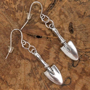 Trowel Earrings, Garden Trowel Earrings, Archaeology Trowel Earrings, Tiny Trowel Dangle Earrings, Hand Trowel Earrings, Gardening Jewelry image 2