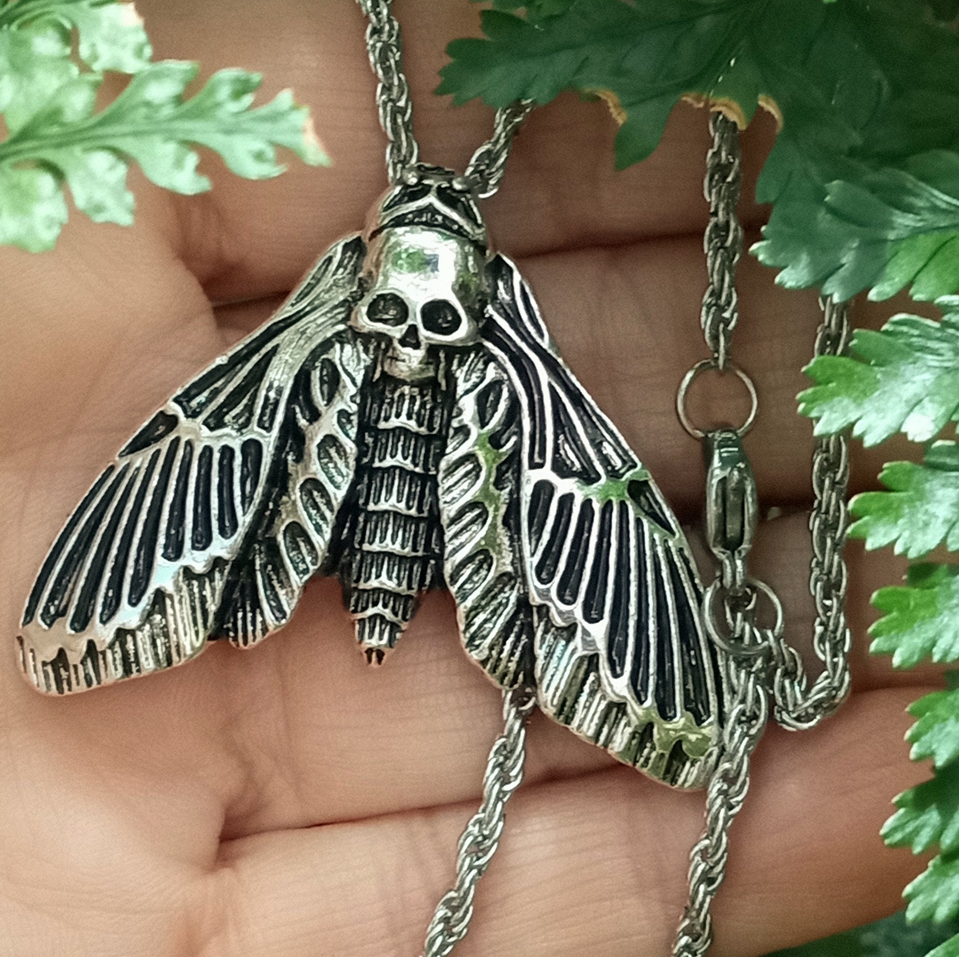 Chunky Moth Necklace Death Head Moth Pendant Silence of the Lambs Moth Necklace Goth Moth Pendant Deathshead Moth Jewelry Etsy