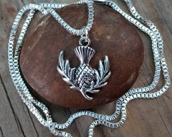 Thistle Necklace, Scottish Thistle Necklace, Silver Thistle Pendant, Scotland Thistle Jewelry, Celtic Jewelry, Celtic Thistle Pendant