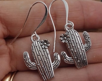 Cactus Earrings, Saguaro Cactus Dangles, Silver Cactus Earrings, Cactus Jewelry, South Western Cactus Earrings, Arizona Jewelry