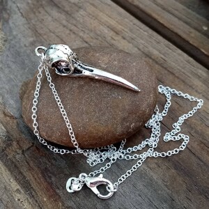Bird Skull Necklace, Silver Bird Skull Jewelry, Bird Skull Pendant, Bird Skull Jewelry, Goth Bird Pendant, Silver Skull Jewelry