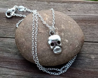 Tiny Skull Pendant, Minimalist Skull Necklace, Small Skull Necklace, Day of the Dead Pendant, Sugar Skull Necklace, Mini Skull Necklace