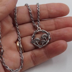 Mushroom Wreath Necklace, Mushroom Necklace, Silver Mushroom Necklace, Toadstool Necklace