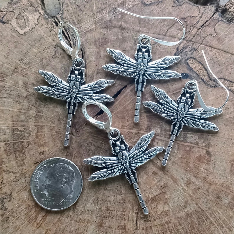 Silver Dragonfly Earrings, Dragonfly Dangles, Minimalist Dragonfly Jewelry, Dragonfly Gift Earrings image 9