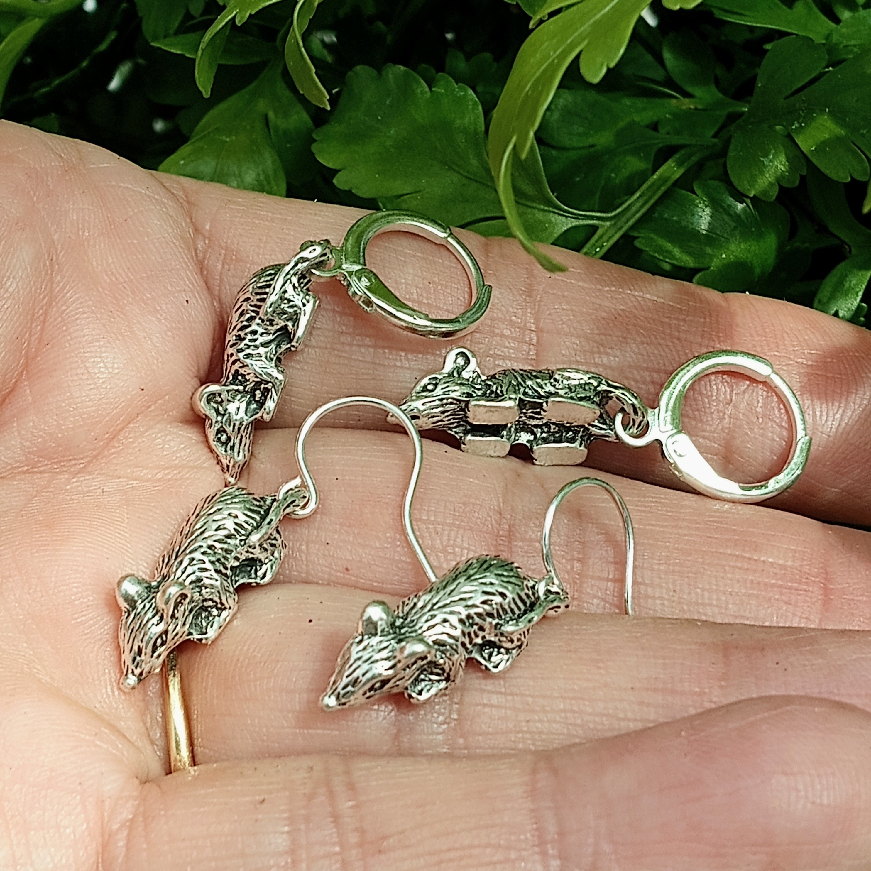 Silver Mouse Dangle Earrings: Pewter Rodent Jewelry - Etsy