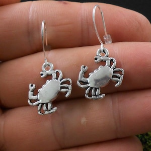 Crab Earrings, Silver Crab Earrings, Small Crab Earrings, Blue Crab Earrings, Stone Crab Earrings, Maryland Crab Earrings