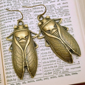 Large Cicada Earrings, Bronze Cicadas Earrings, Cicada Dangles, Cicadas Earrings, Bronze Cicada Dangles image 5