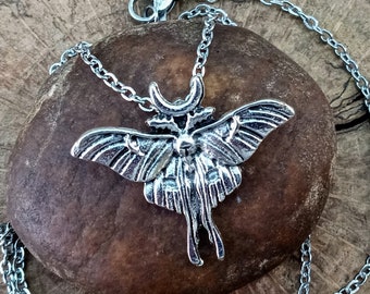 Luna Moth Necklace, Luna Moth Pendant,  Silver Moth Necklace, Luna Moth Jewelry, Moth Lover Gift