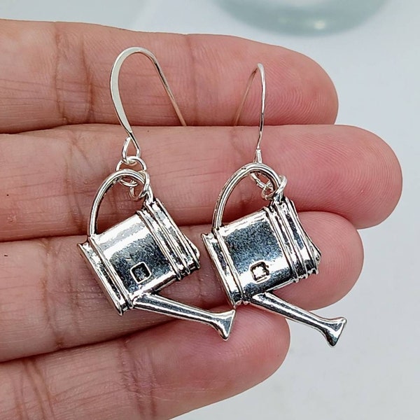 Watering Can Earrings, Watering Pail Dangles, Gardening Earrings, Garden Lover Jewelry, Gift for Gardener, Gardener Earrings